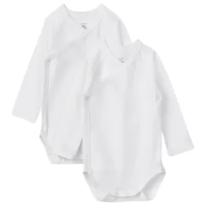 White Baby 2 Pack Long Sleeve Crossover Bodysuits