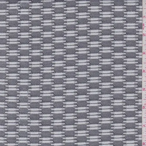 White/Black Deco Check Jacquard Double Knit Fabric