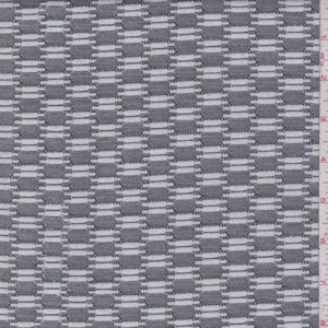 White/Black Deco Check Jacquard Double Knit Fabric