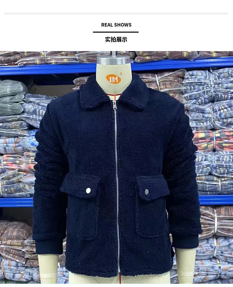 Wiaofellas Autumn/Winter Fashion Trend Lamb Wool Coat Men's Casual Loose, Comfortable, Thick, Warm, High Quality Jacket Zipper Jacket