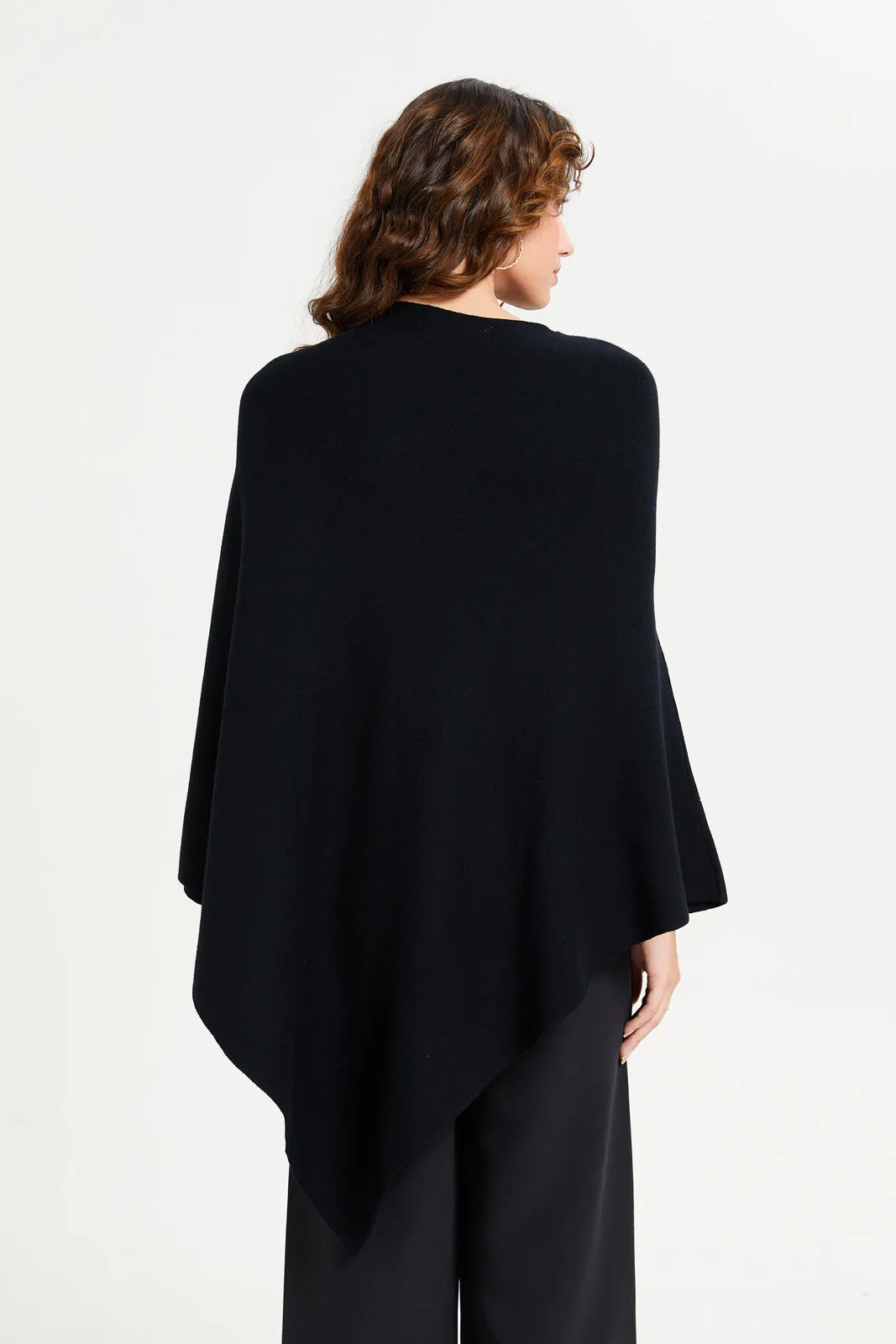 Women Black Asymmetrical Crew Neck Pullover