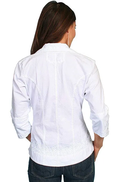 Women's Cantina Collection Top: Blouse with 3/4 Sleeves, White