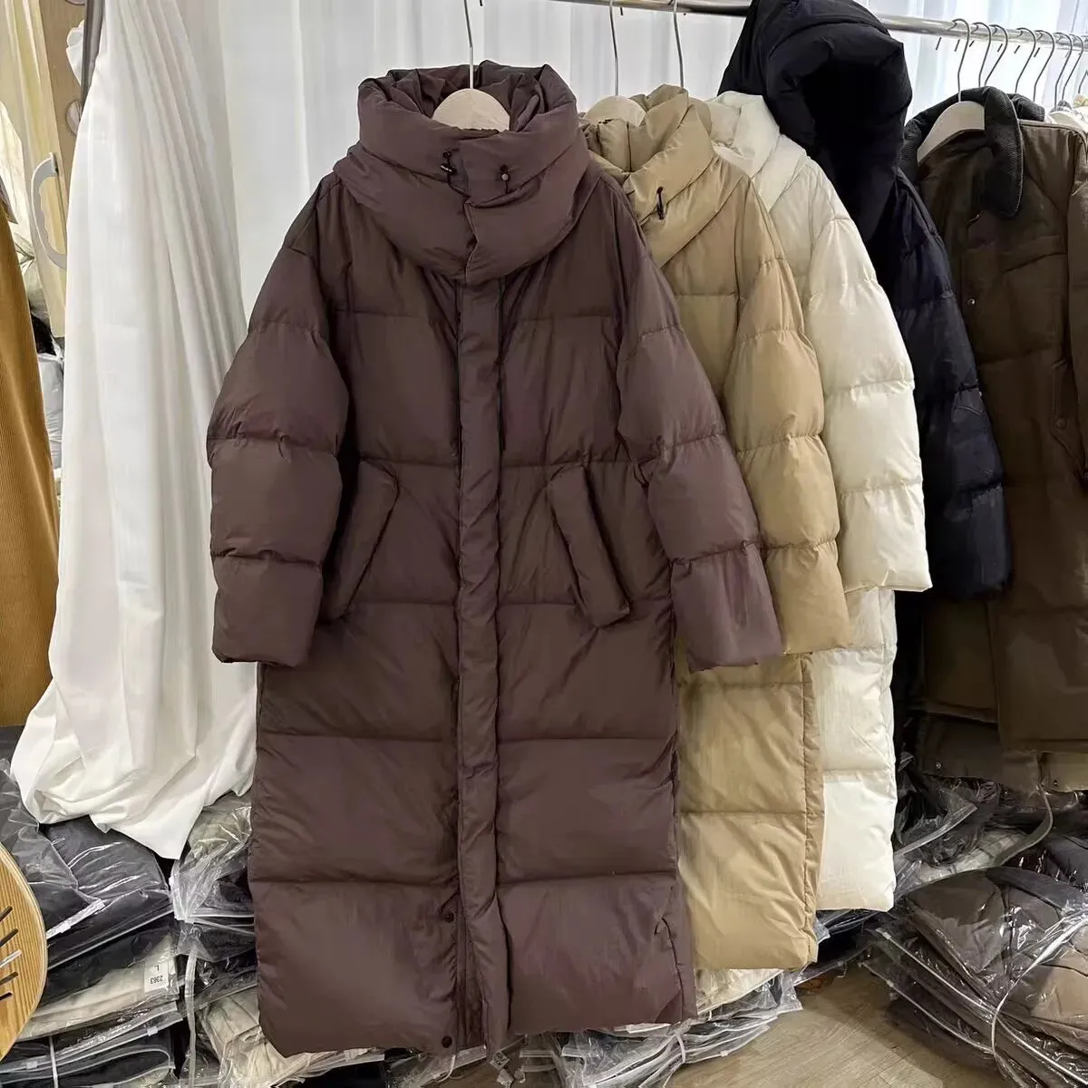 Women's Long Down Jacket Loose Big Yards Warm Jacket Casual Parka