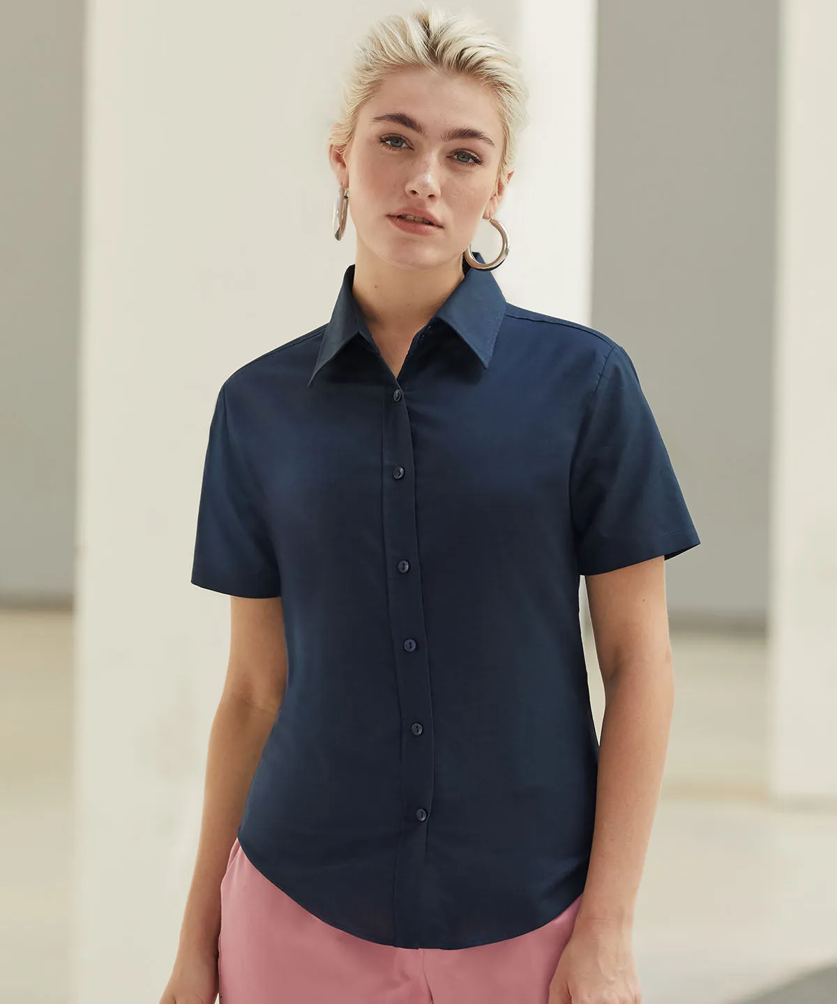 Womens Oxford short sleeve shirt | Oxford Blue