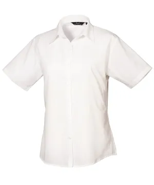 Womens short sleeve poplin blouse | White