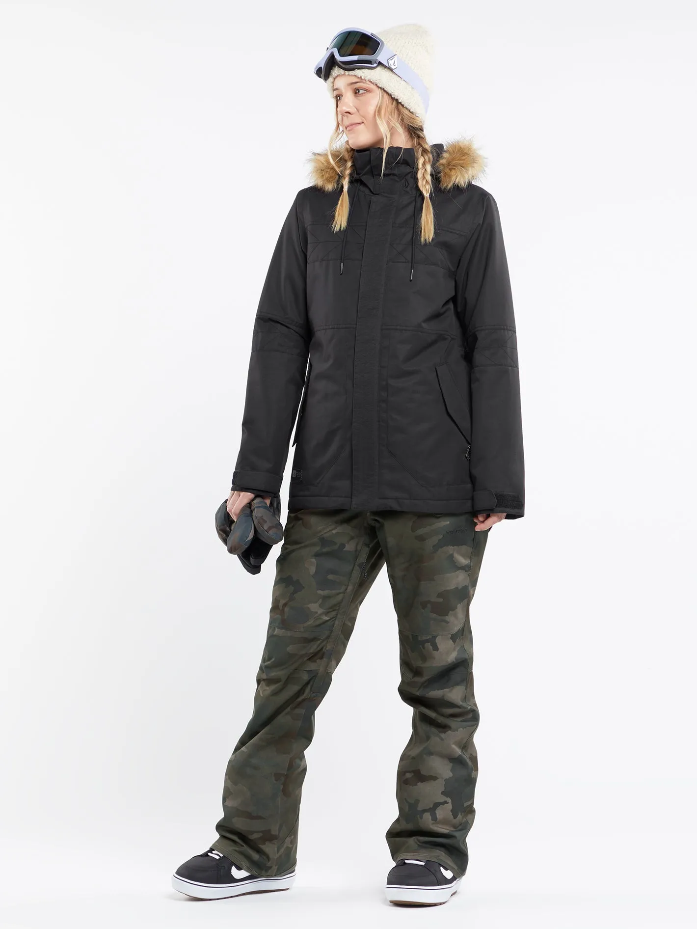 Womens Swift Bib Overalls - Cloudwash Camo